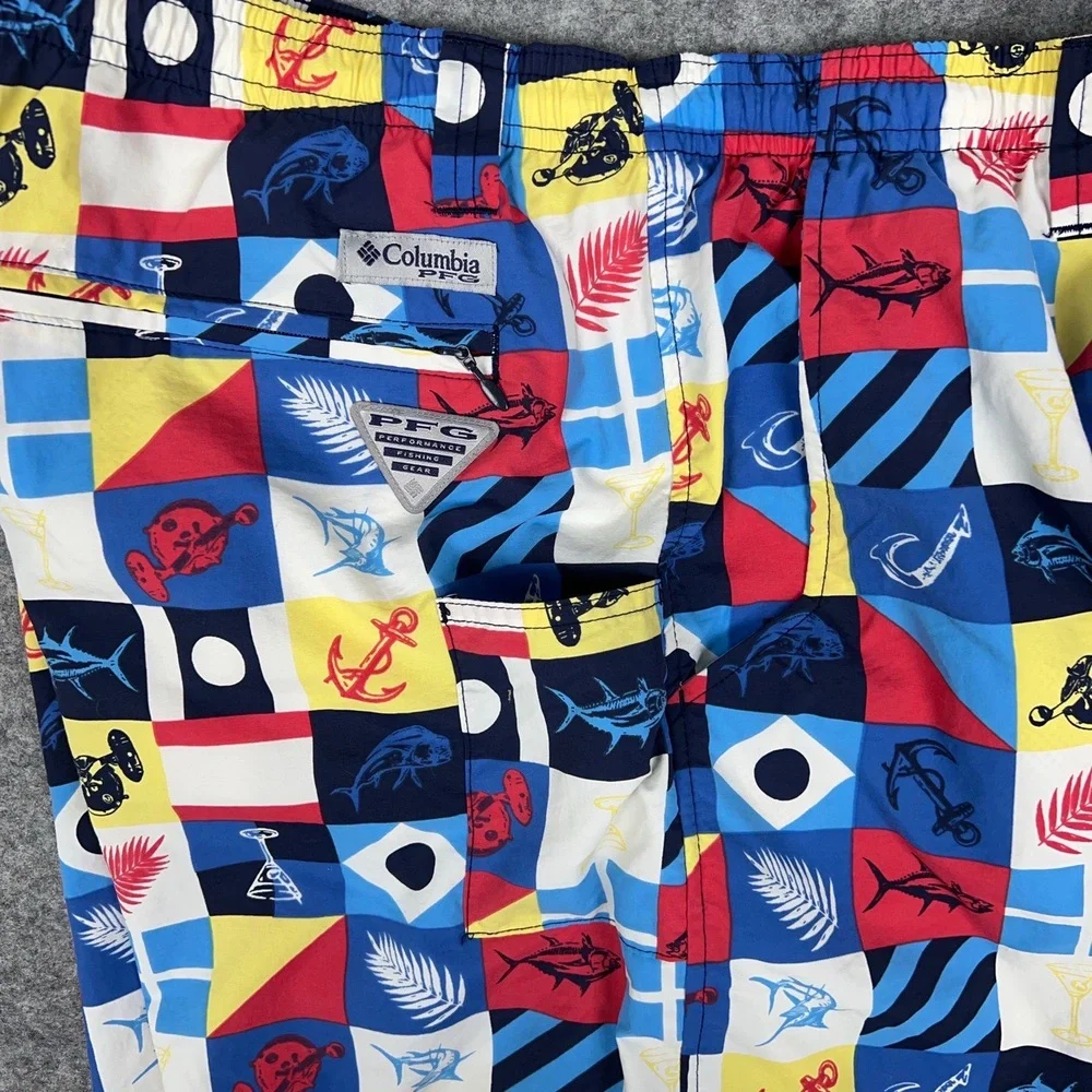 Columbia Swim Shorts Mens Large Fish Print PFG Backcast II Performance Trunks‎